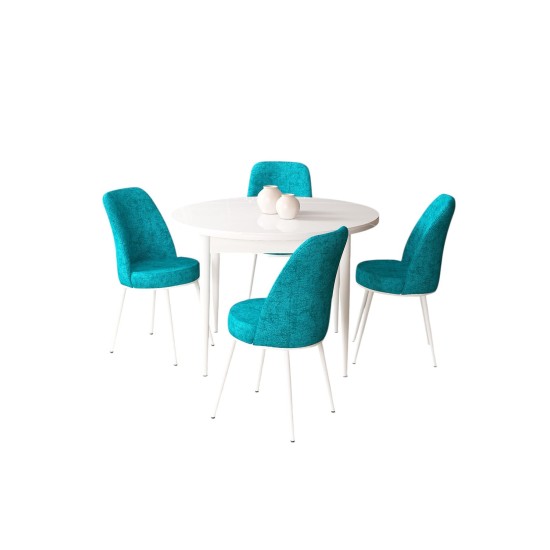 Dining Table & Chairs Set (5 Pieces) Tor - White, Turquoise White
Turquoise Dining Table & Chairs Set (5 Pieces) Tor - White, Turquoise White
Turquoise
