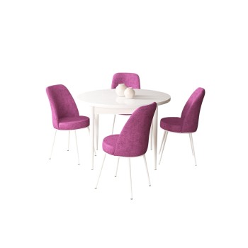 Dining Table & Chairs Set (5 Pieces) Tor - White, Purple White
Purple