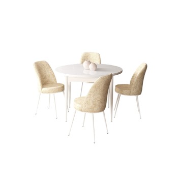 Dining Table & Chairs Set (5 Pieces) Tor - White, Cream White
Cream