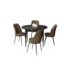 Dining Table & Chairs Set (5 Pieces) Tor - Black Marble, Brown Black Marble
Brown