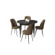 Dining Table & Chairs Set (5 Pieces) Tor - Black Marble, Brown Black Marble
Brown