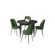 Dining Table & Chairs Set (5 Pieces) Tor - Black Marble, Khaki Black Marble
Khaki