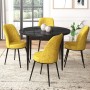 Dining Table & Chairs Set (5 Pieces) Tor - Black Marble, Mustard Black Marble
Mustard