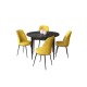 Dining Table & Chairs Set (5 Pieces) Tor - Black Marble, Mustard Black Marble
Mustard