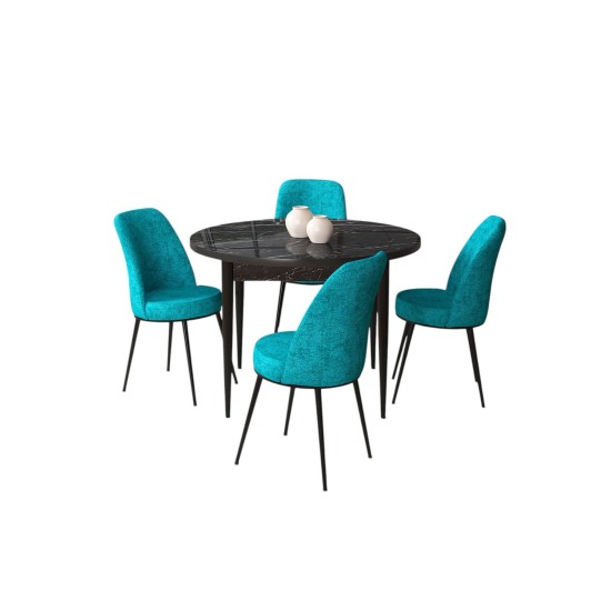 Dining Table & Chairs Set (5 Pieces) Tor - Black Marble, Turquoise Black Marble
Turquoise Dining Table & Chairs Set (5 Pieces) Tor - Black Marble, Turquoise Black Marble
Turquoise