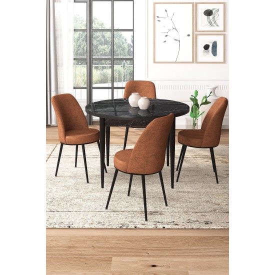 Dining Table & Chairs Set (5 Pieces) Tor - Black Marble, Tile Red Black Marble
Tile Red