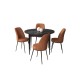Dining Table & Chairs Set (5 Pieces) Tor - Black Marble, Tile Red Black Marble
Tile Red
