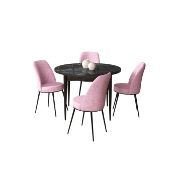 Dining Table & Chairs Set (5 Pieces) Tor - Black Marble, Pink Black Marble
Pink