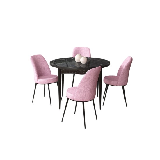 Dining Table & Chairs Set (5 Pieces) Tor - Black Marble, Pink Black Marble
Pink Dining Table & Chairs Set (5 Pieces) Tor - Black Marble, Pink Black Marble
Pink
