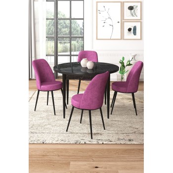 Dining Table & Chairs Set (5 Pieces) Tor - Black Marble, Purple Black Marble
Purple