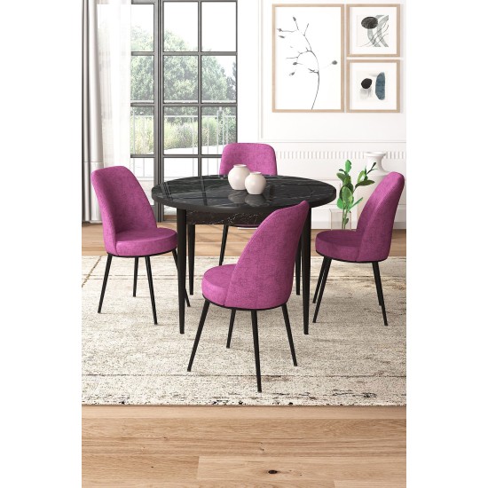 Dining Table & Chairs Set (5 Pieces) Tor - Black Marble, Purple Black Marble
Purple Dining Table & Chairs Set (5 Pieces) Tor - Black Marble, Purple Black Marble
Purple