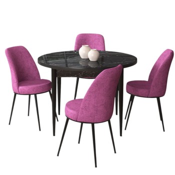 Dining Table & Chairs Set (5 Pieces) Tor - Black Marble, Purple Black Marble
Purple