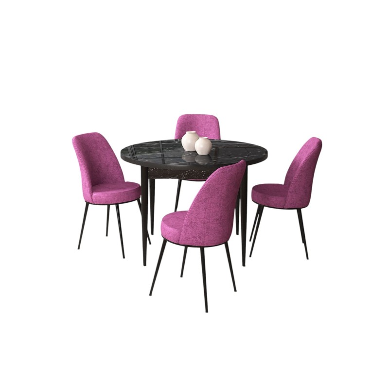 Dining Table & Chairs Set (5 Pieces) Tor - Black Marble, Purple Black Marble
Purple
