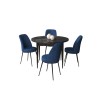 Dining Table & Chairs Set (5 Pieces) Tor - Black Marble, Navy Blue Black Marble
Navy Blue