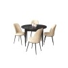 Dining Table & Chairs Set (5 Pieces) Tor - Black Marble, Cream Black Marble
Cream