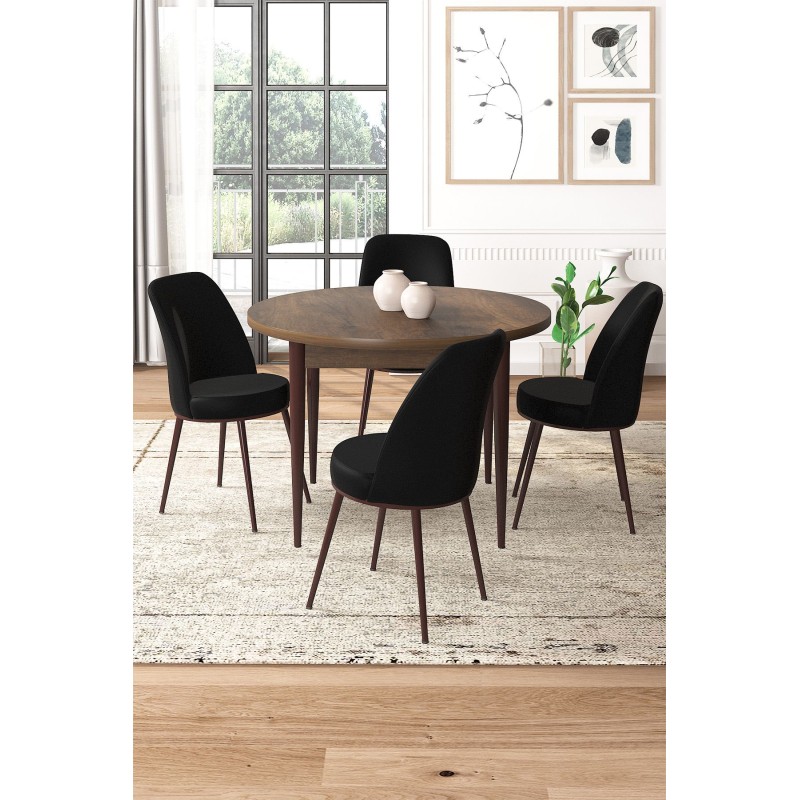 Dining Table & Chairs Set (5 Pieces) Tor - Baroque, Black Baroque
Black