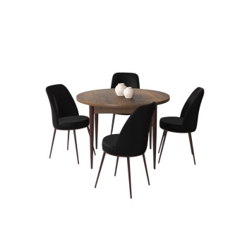 Dining Table & Chairs Set (5 Pieces) Tor - Baroque, Black Baroque
Black