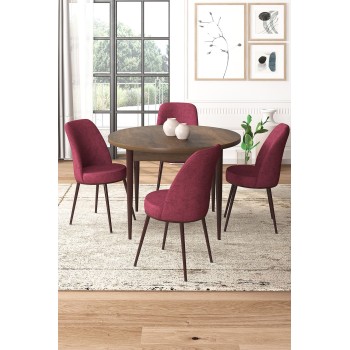 Dining Table & Chairs Set (5 Pieces) Tor - Baroque, Burgundy Baroque
Burgundy