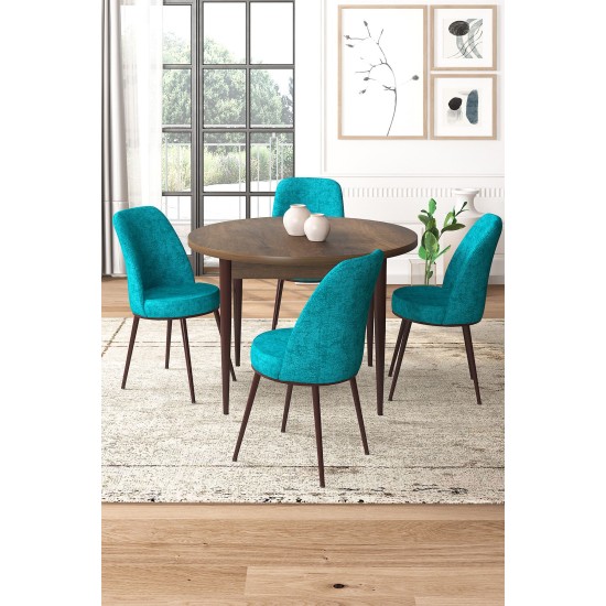 Dining Table & Chairs Set (5 Pieces) Tor - Baroque, Turquoise Baroque
Turquoise