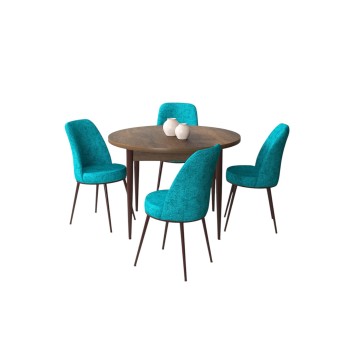 Dining Table & Chairs Set (5 Pieces) Tor - Baroque, Turquoise Baroque
Turquoise