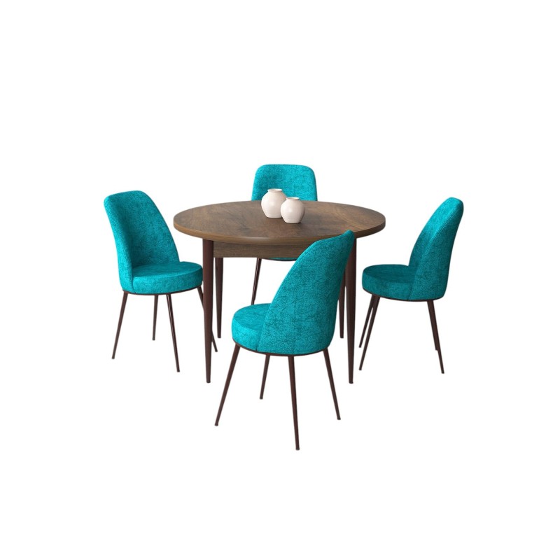 Dining Table & Chairs Set (5 Pieces) Tor - Baroque, Turquoise Baroque
Turquoise