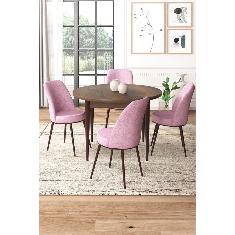 Dining Table & Chairs Set (5 Pieces) Tor - Baroque, Pink Baroque
Pink