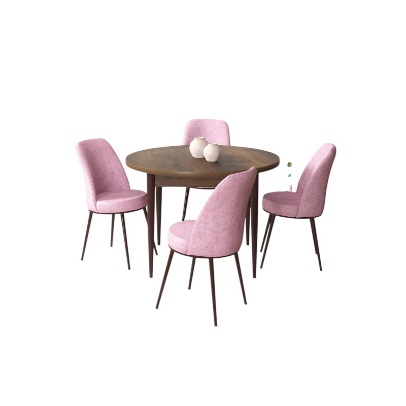 Dining Table & Chairs Set (5 Pieces) Tor - Baroque, Pink Baroque
Pink