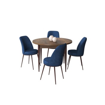 Dining Table & Chairs Set (5 Pieces) Tor - Baroque, Navy Blue Baroque
Navy Blue