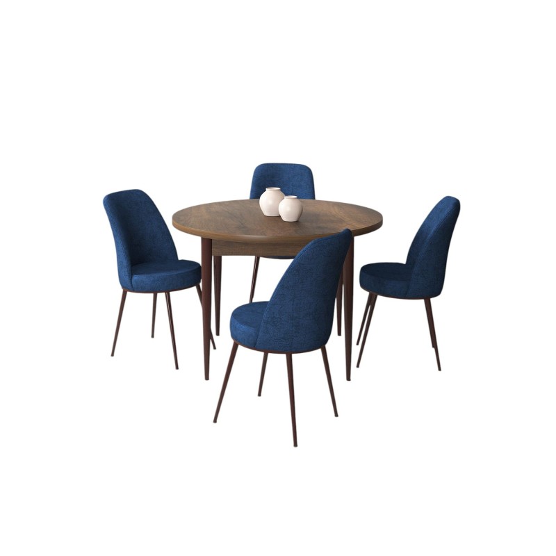 Dining Table & Chairs Set (5 Pieces) Tor - Baroque, Navy Blue Baroque
Navy Blue