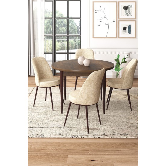 Dining Table & Chairs Set (5 Pieces) Tor - Baroque, Cream Baroque
Cream