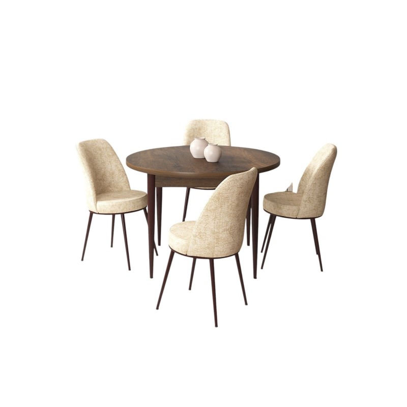 Dining Table & Chairs Set (5 Pieces) Tor - Baroque, Cream Baroque
Cream