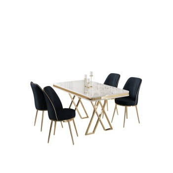 Dining Table & Chairs Set (5 Pieces) Vals - White, Gold, Anthracite White
Gold
Anthracite