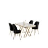 Dining Table & Chairs Set (5 Pieces) Vals - White, Gold, Black White
Gold
Black