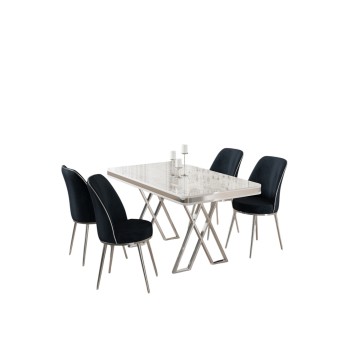 Dining Table & Chairs Set (5 Pieces) Vals - White, Chrome, Anthracite White
Chrome
Anthracite