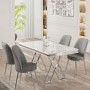 Dining Table & Chairs Set (5 Pieces) Vals - White, Chrome, Grey White
Chrome
Grey