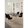Dining Table & Chairs Set (5 Pieces) Vals - Black Marble, Gold, Black Black Marble
Gold
Black