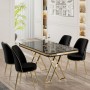 Dining Table & Chairs Set (5 Pieces) Vals - Black Marble, Gold, Black Black Marble
Gold
Black