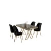 Dining Table & Chairs Set (5 Pieces) Vals - Black Marble, Gold, Black Black Marble
Gold
Black