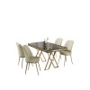 Dining Table & Chairs Set (5 Pieces) Vals - Black Marble, Gold, Cream Black Marble
Gold
Cream