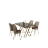 Dining Table & Chairs Set (5 Pieces) Vals - Black Marble, Gold, Cappuccino Black Marble
Gold
Cappuccino