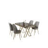 Dining Table & Chairs Set (5 Pieces) Vals - Black Marble, Gold, Grey Black Marble
Gold
Grey