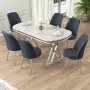 Dining Table & Chairs Set (7 Pieces) Lai - White, Chrome, Anthracite White
Chrome
Anthracite