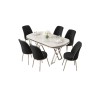 Dining Table & Chairs Set (7 Pieces) Lai - White, Chrome, Black White
Chrome
Black