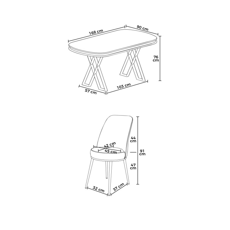 Dining Table & Chairs Set (7 Pieces) Lai - White, Chrome, Black White
Chrome
Black