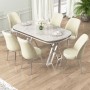 Dining Table & Chairs Set (7 Pieces) Lai - White, Chrome, Cream White
Chrome
Cream