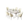 Dining Table & Chairs Set (7 Pieces) Lai - White, Chrome, Cream White
Chrome
Cream