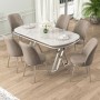 Dining Table & Chairs Set (7 Pieces) Lai - White, Chrome, Cappuccino White
Chrome
Cappuccino