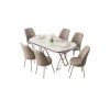 Dining Table & Chairs Set (7 Pieces) Lai - White, Chrome, Cappuccino White
Chrome
Cappuccino