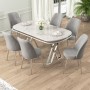 Dining Table & Chairs Set (7 Pieces) Lai - White, Chrome, Grey White
Chrome
Grey