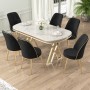 Dining Table & Chairs Set (7 Pieces) Lai - White, Gold, Black White
Gold
Black